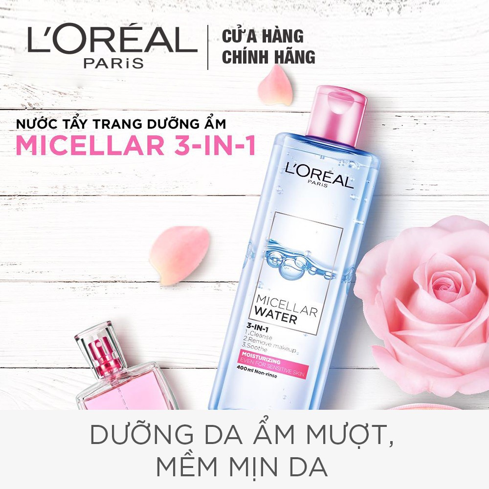 Nước Tẩy Trang L'Oreal 3 In 1 Micellar Dưỡng Ẩm Da (400ml)