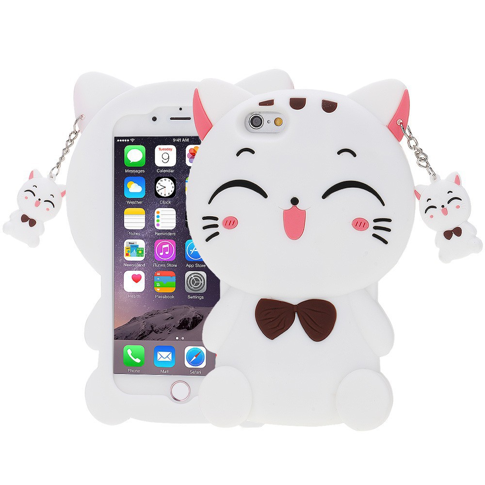 Ốp điện thoại silicone tạo hình chú mèo 3D đáng yêu cho iPhone 5 5s SE