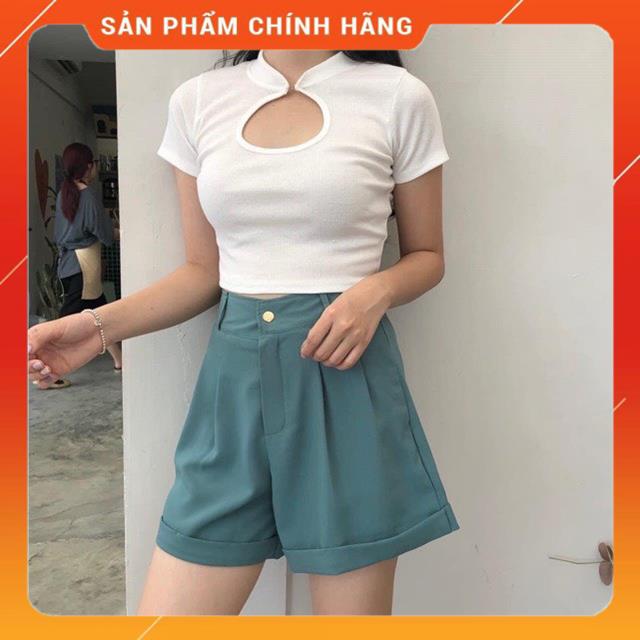 Quần short đùi nữ,quần sooc nữ ống rộng gập gấu sang chảnh chất tuyết  MSP LACO04
