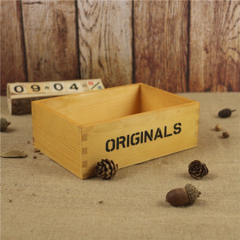 Chậu gỗ trồng cây cafedo, love, original để trồng sen đá, xương rồng, phong cách vintage