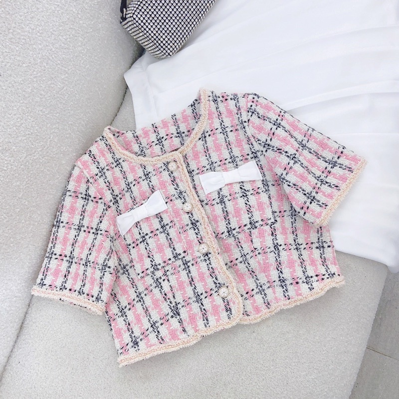 SET CROP DẠ TÚI NƠ + CHÂN VÁY MIDI XẾP LY