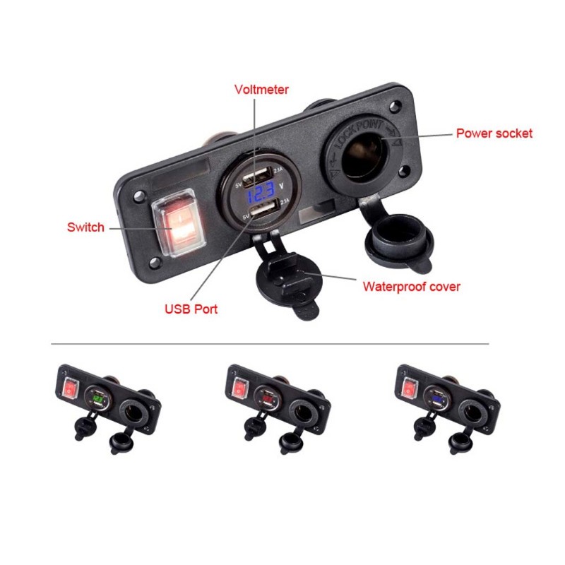 Vôn Kế 2 Cổng Usb 12v 24v Cho Xe Hơi / Tàu Thuyền