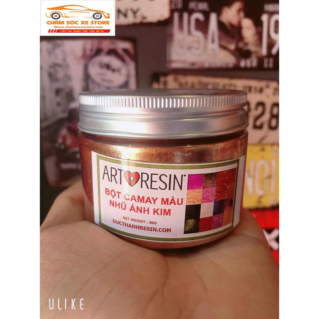 Bột camay nhũ ánh kim pha Epoxy Resin màu VÀNG ĐỒNG - COPPER 50g chamsocxestore