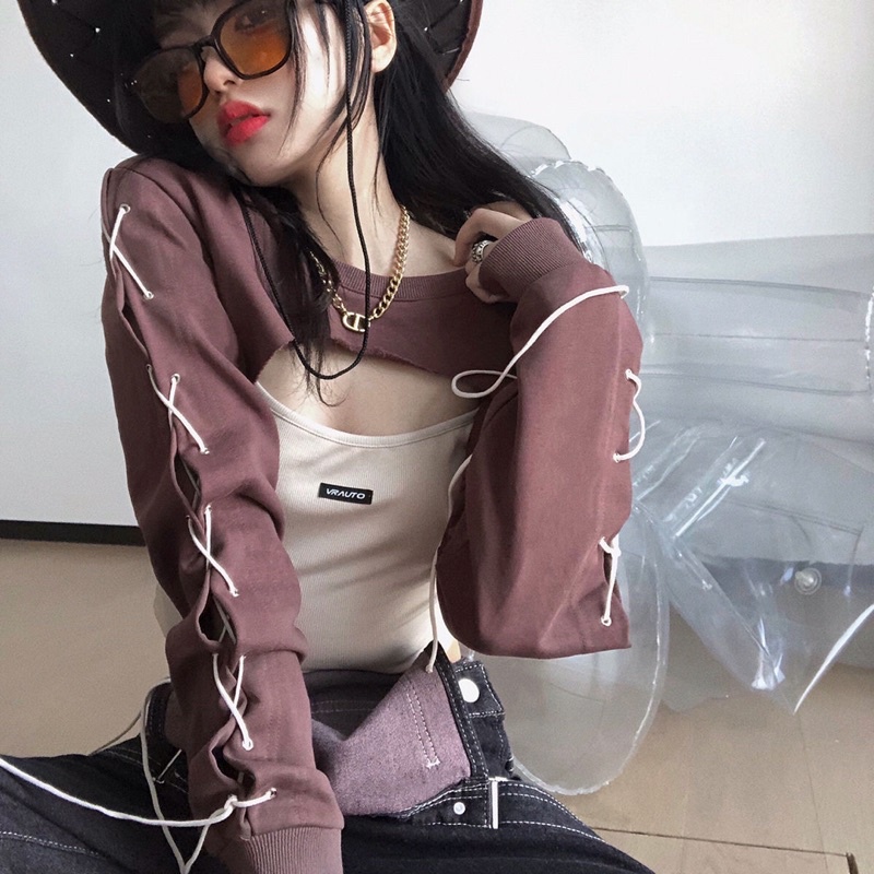 Set Áo Dây+Dài Tay Ulzzang Đan Chéo Cá Tính🏷Bảng size và ảnh thật ở cuối | BigBuy360 - bigbuy360.vn