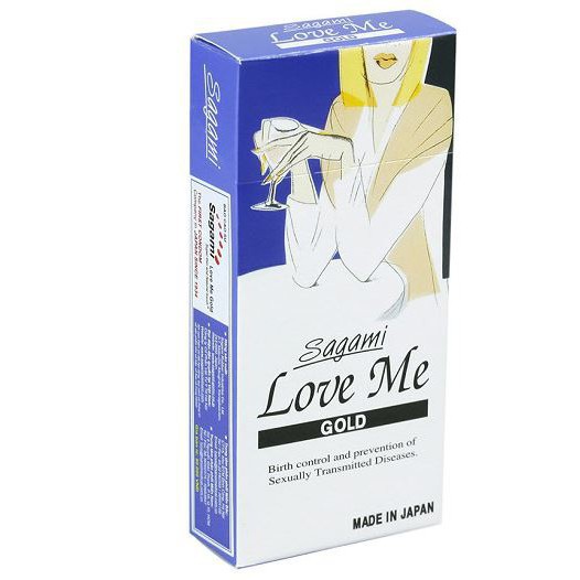 Bao cao su SAGAMI Love Me Gold siêu mỏng, nhiều gel bôi trơn hạn chế XTS, kéo dài thời gian quan hệ (Hộp 10 chiếc)