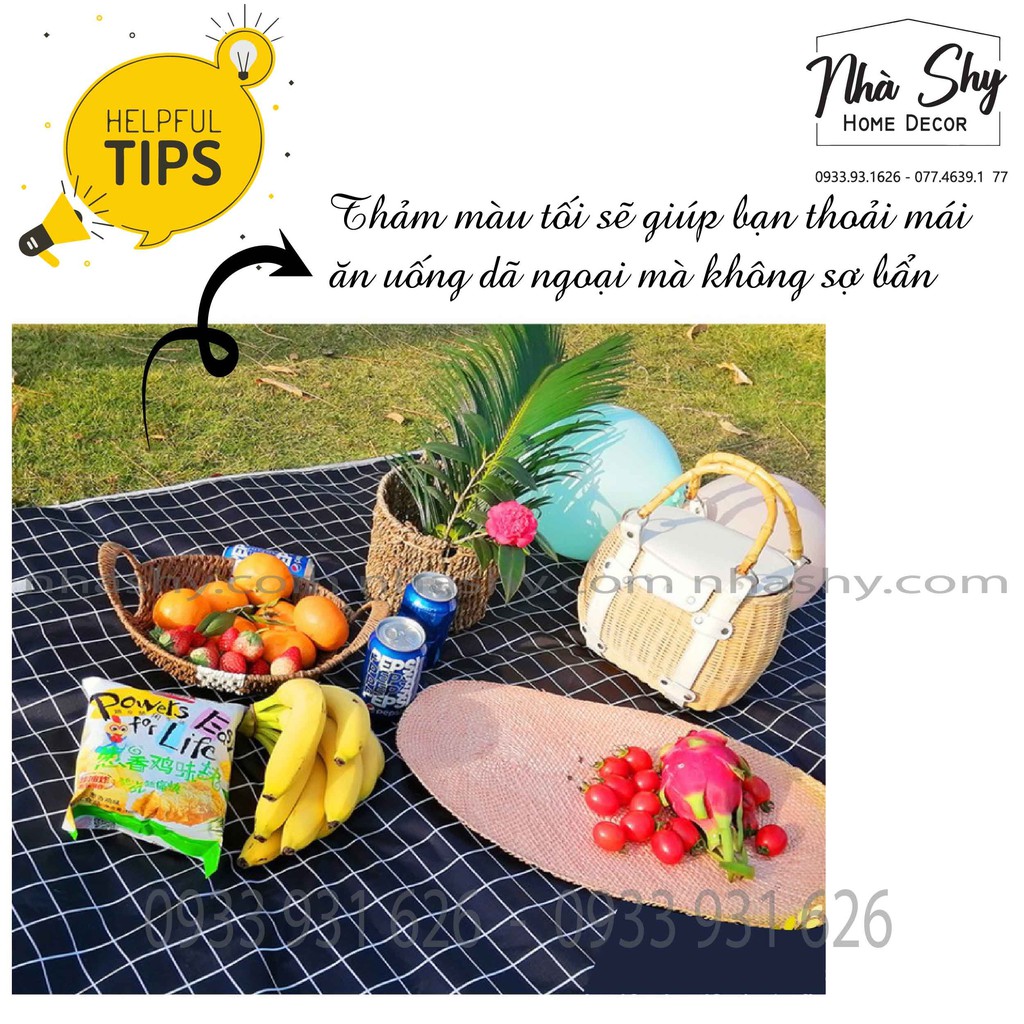 Vải trải chụp ảnh - vải trải picnic decor chụp ảnh caro, báo chí nhiều size