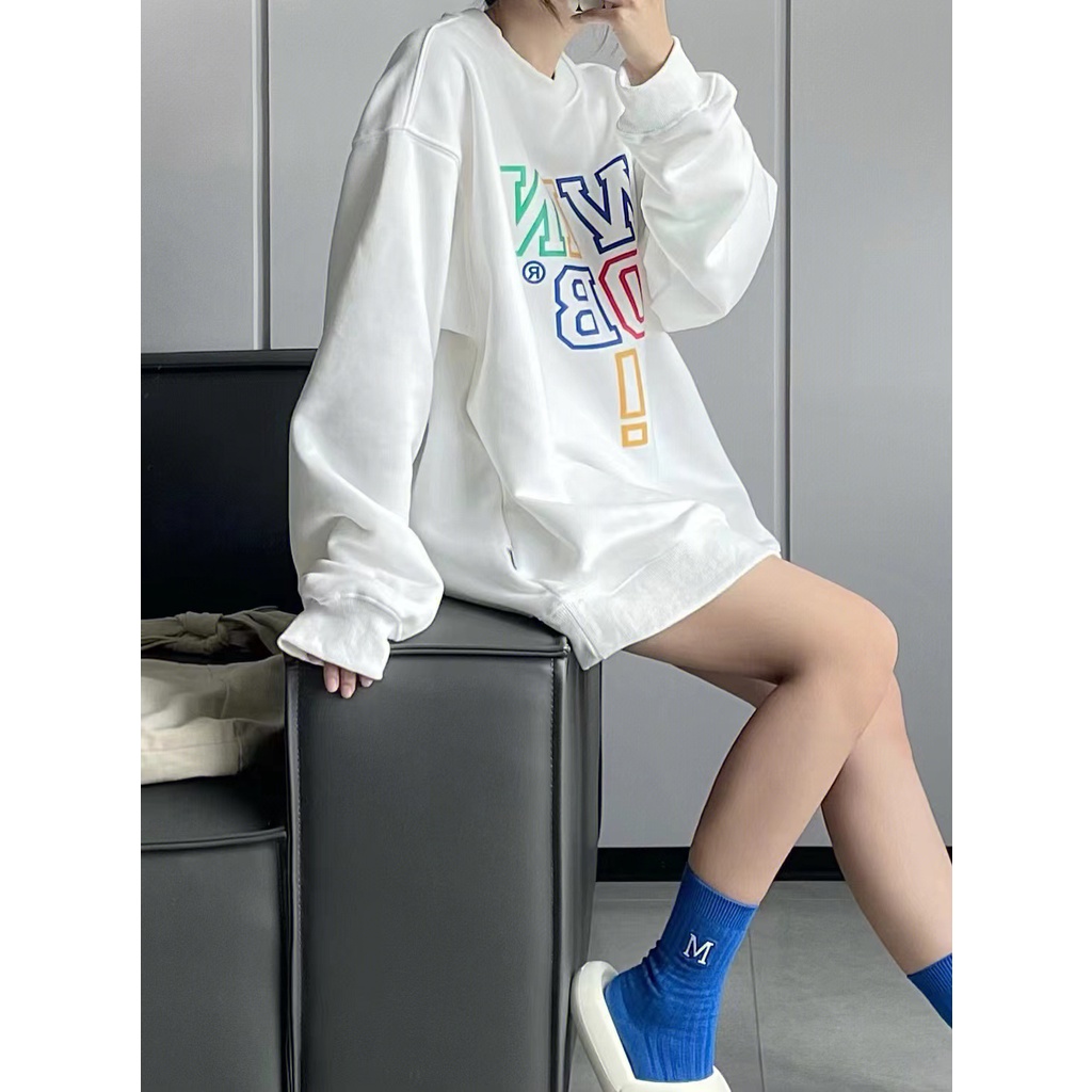 NRVP Áo Nỉ Dài Tay Oversize Phong Cách Hàn Quốc Mới Cho Nam Nữ