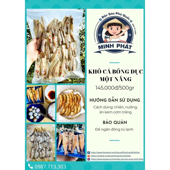 Cá Bống đục muối ớt một nắng dày thịt, thơm ngon 500g-Đặc sản Phú Quốc Minh Phát
