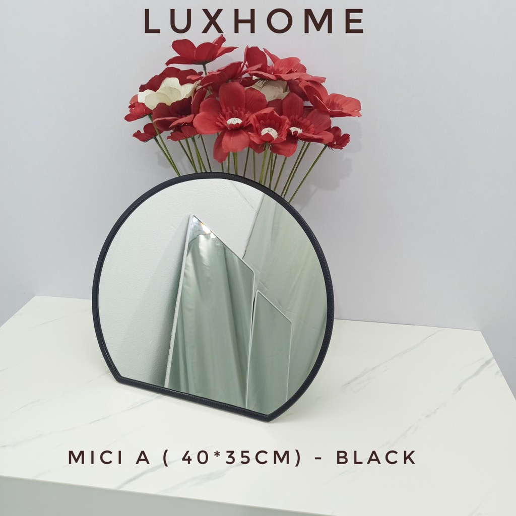 Gương Để Bàn Trang Điểm  MICI, Gương Cầm Tay, Thiết Kế Tròn, Viền Chống Vỡ, Chân Đứng Bàn Thương Hiệu LUXHOME