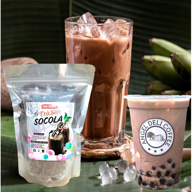 Set Nguyên Liệu Nấu Trà Sữa Trân Châu Socola 500gr ( Nấu 8-10 Ly) Siêu Ngon