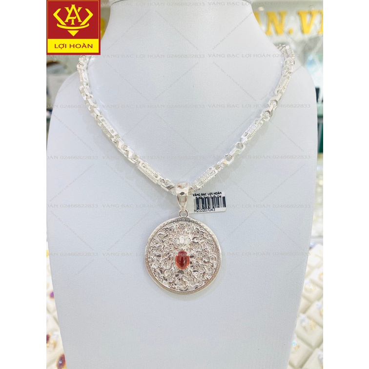 Mặt bạc nam mix dây chuyền bạc thật, đính đá - trang sức Lợi Hoàn