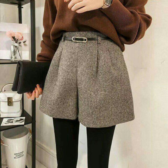 Quần sooc dạ tiêu kèm đai. Sẵn 3 màu