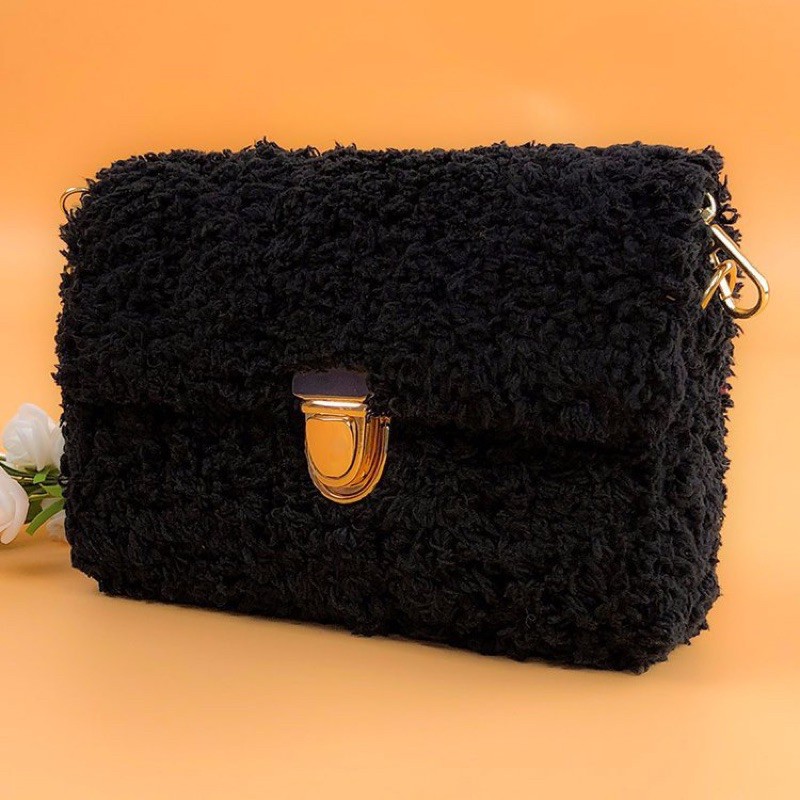 [FREESHIP 50K ] Sét túi tự đan bông xù [khoá mỏ vịt]