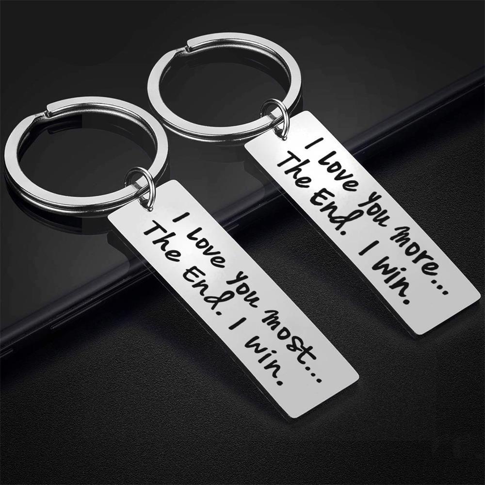 MELODG Móc Khóa Thép Không Gỉ Khắc Chữ Her Him I Love You More / Most