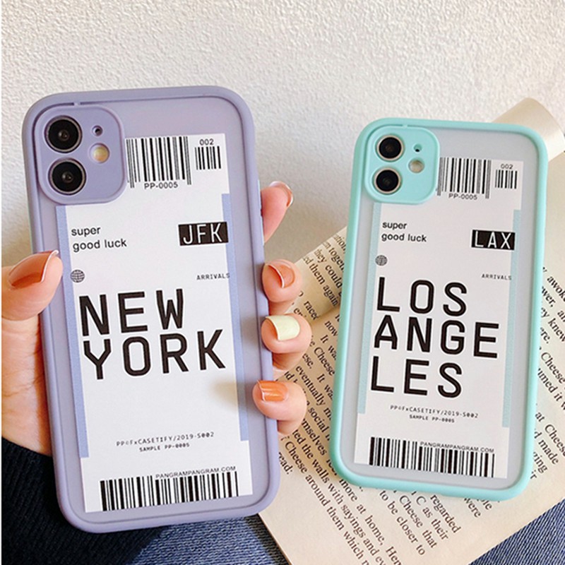 Ốp điện thoại thiết kế hình chữ thành phố New York bảo vệ ống kính máy ảnh cho iPhone 12 / Pro / Max 11 Xr Xs Max