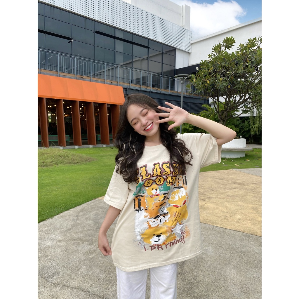 Áo thun đen nam nữ in hình Classroom Universe tay ngắn form rộng Unisex