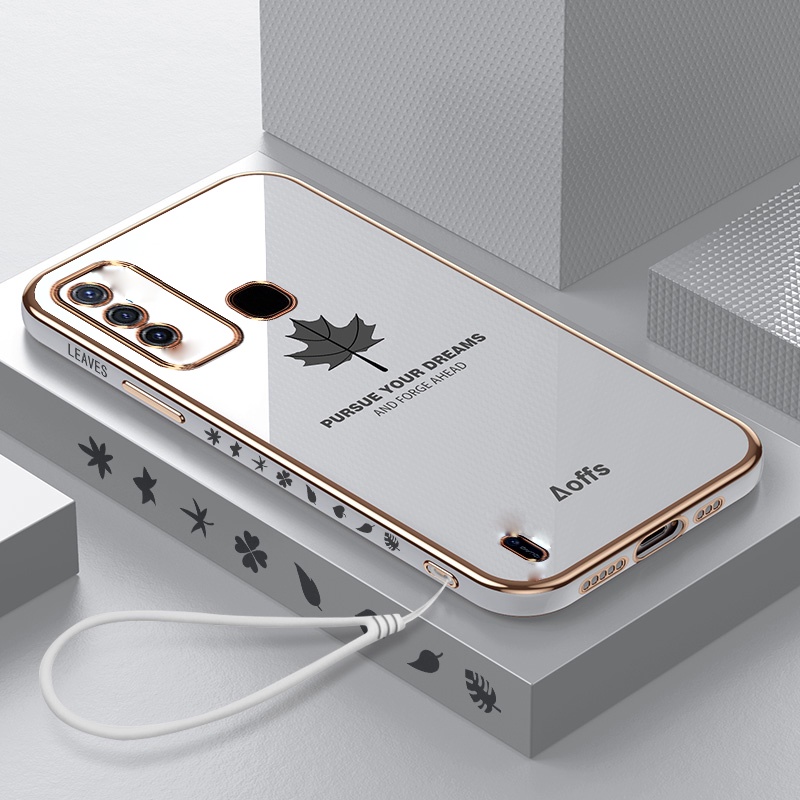 Ốp Điện Thoại Viền Vuông In Họa Tiết Lá Phong 6D Cho iNfinix Tecno Spark 6 GO 7 8 Pro 5