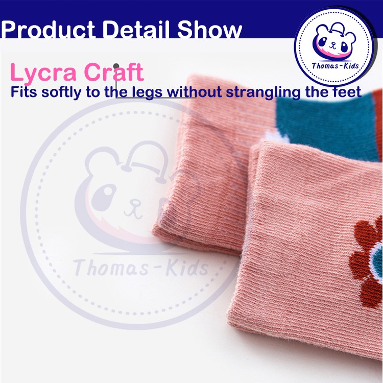 Set 5 Đôi Vớ Cotton Thoải Mái Họa Tiết Hoa Dễ Thương Cho Bé Gái 1-12 Tuổi