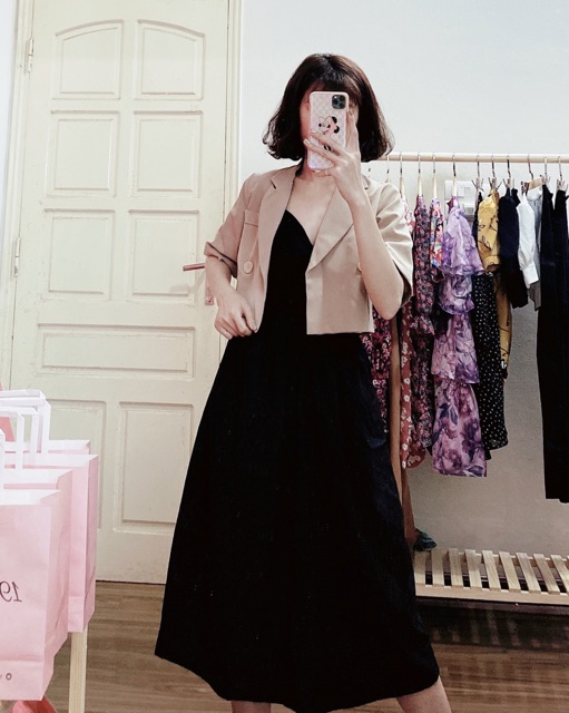 Set Vest váy xẻ ngực
