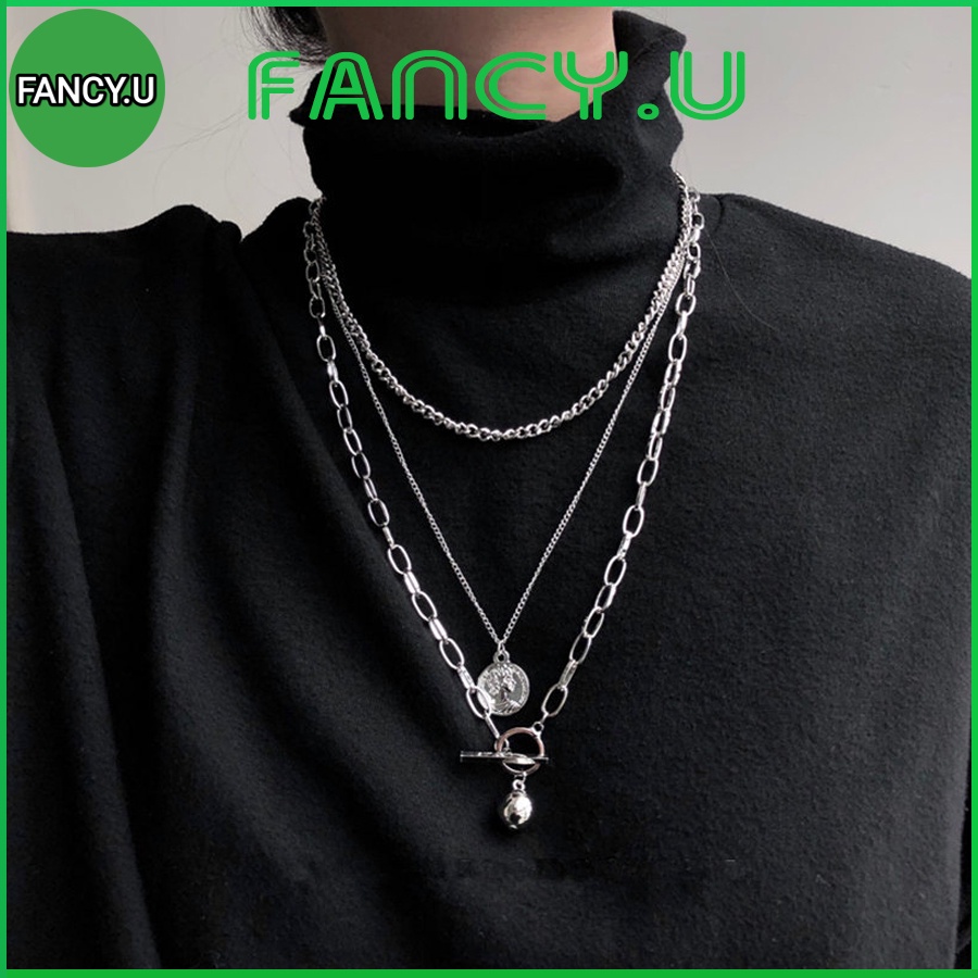 Bộ Combo Dây Chuyền Vòng Cổ 3 Lớp UNISEX Cá Tính Thiết Kế Kiểu Gài Dây To Bản Thời Trang Hiphop Có Thể Tách Rời VC-43