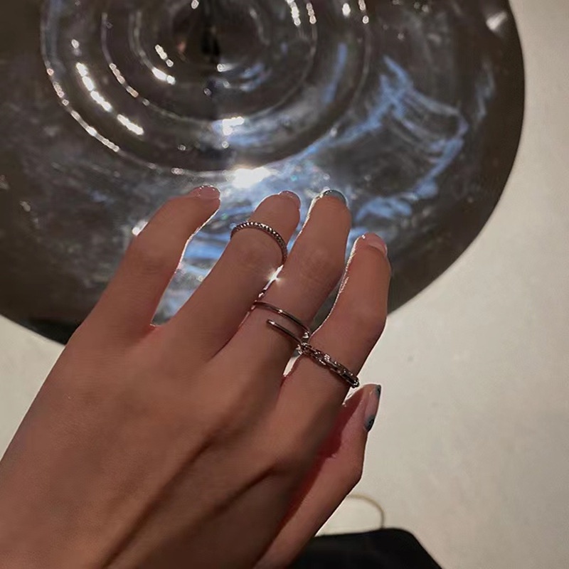 Bộ Ba Nhẫn Đeo Ngón Tay Phong Cách Hàn Quốc Đơn Giản Cho Nữ