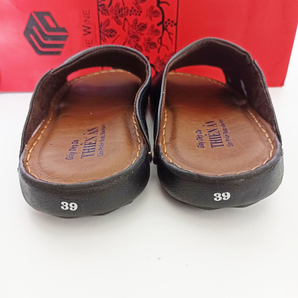 Dép nam quai ngang da bò cao cấp D98 mẫu dép trung niên thanh lịch đẳng cấp