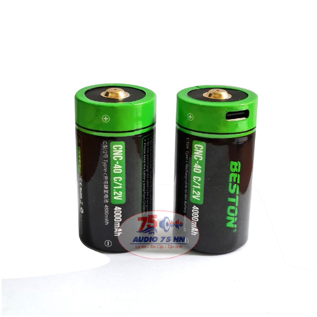 {Chính hãng} Pin Beston 4000mAh loại C CNC-40 C/1.2V có cổng sạc USB Type C dùng cho đèn pin - Tặng kèm dây sạc