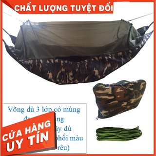 Võng dù có mùng du lịch 3 lớp đa năng và 5 mét dây dù