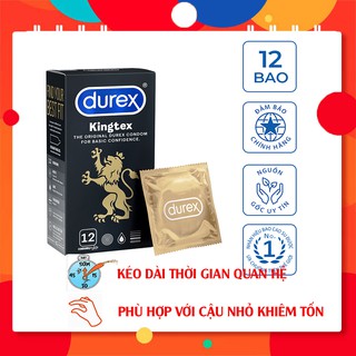 [DUREX CHÍNH HÃNG]-Bao cao su Durex Kingtex siêu mỏng, ôm sát kích thước nhỏ co giãn cực tốt hộp 12 chiếc