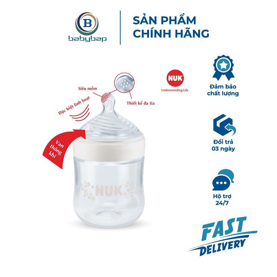 Bình Sữa NUK Nature Sense Nhựa PP 150ml/260ml Thế Hệ Bình Sữa Thuận Tự Thiên Vượt Trội