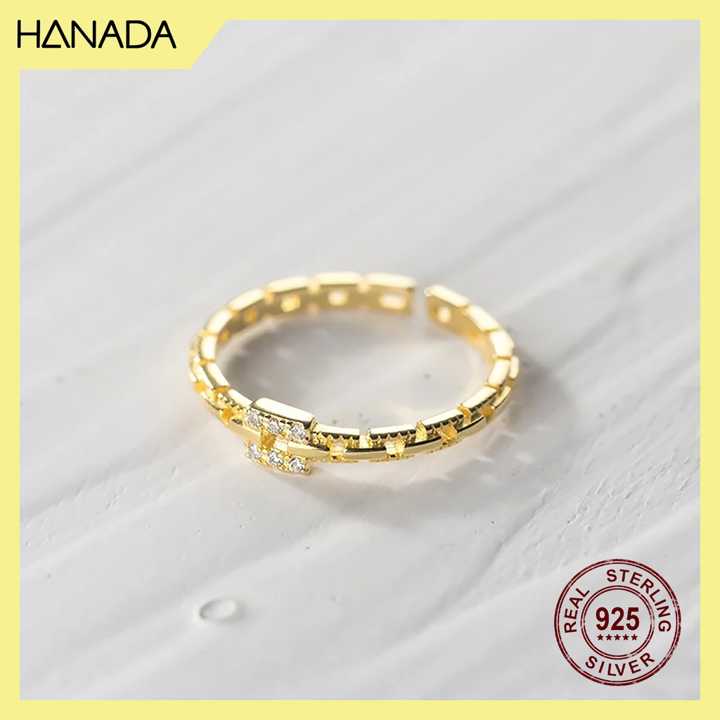 Nhẫn Bạc 925 Hanada Mắt Xích Có Đá 0572 N7