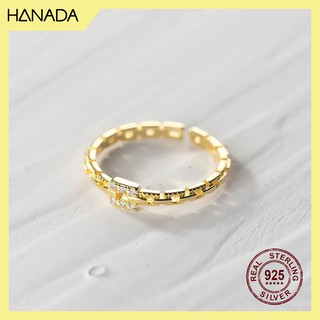 Nhẫn Bạc 925 Hanada Mắt Xích Có Đá 0572 N7