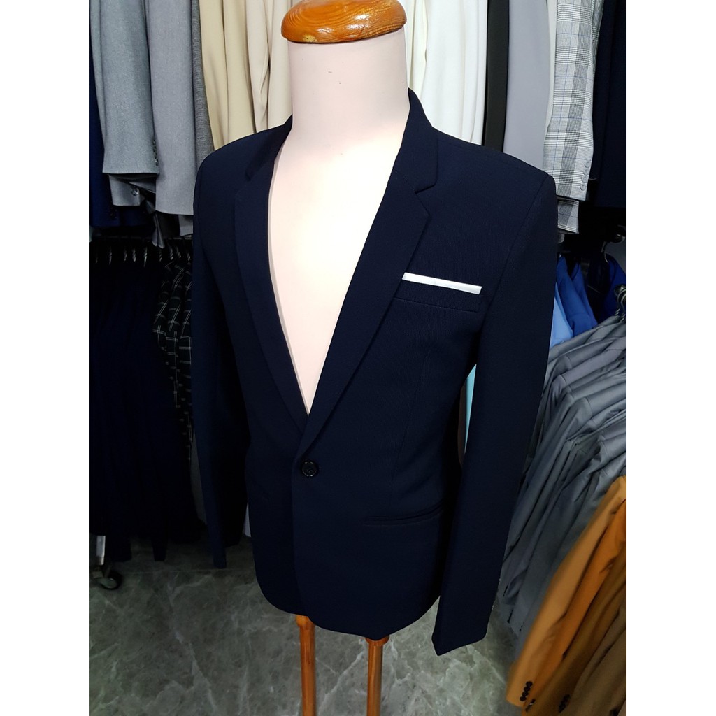 Áo vest nam form ôm body màu xanh đen đậm mềm mịn