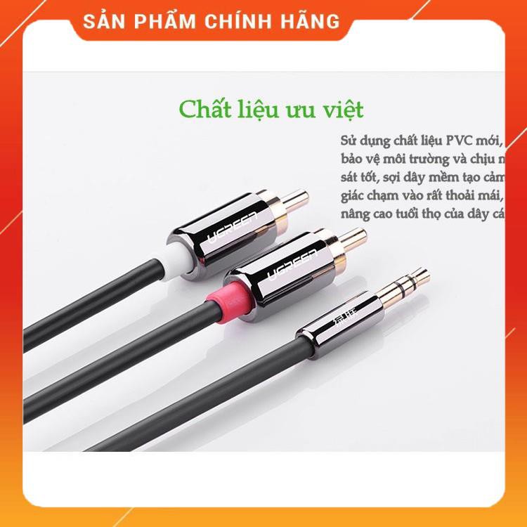 Dây Audio 3,5mm ra 2 đầu RCA Hoa sen UGREEN AV116 Hãng Phân Phối Chính Thức dailyphukien