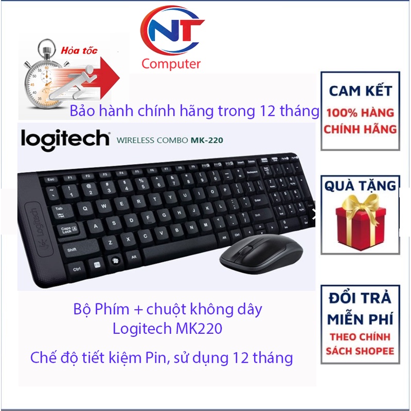 Bàn phím chuột máy tính không dây Logitech MK220/MK235 chính hãng - Combo key-mouse không dây Logitech
