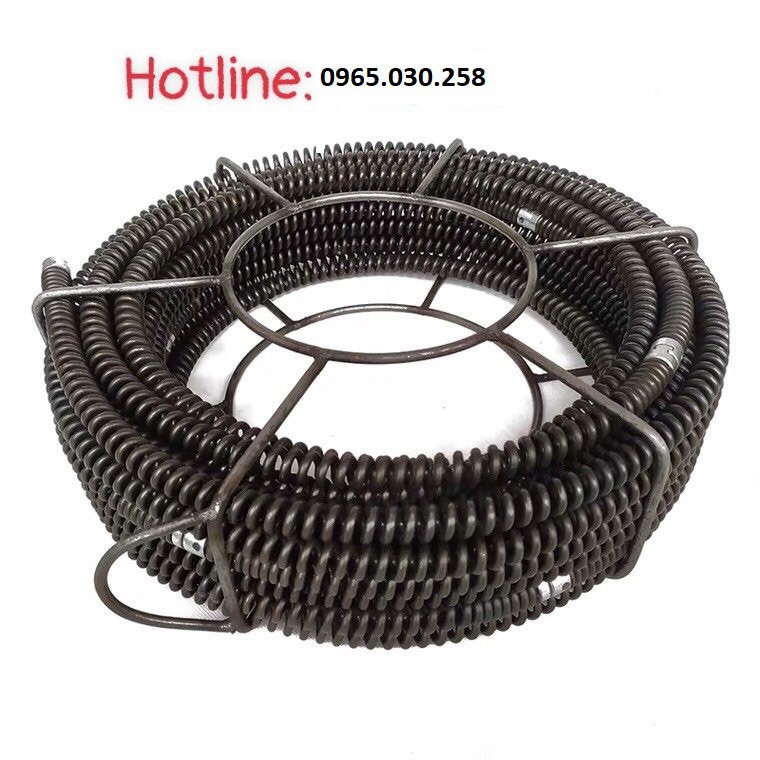 Dây thông tắc cống phi 16 dài 3m gồm 6 đầu thông và 1 đầu kết nối máy khoan