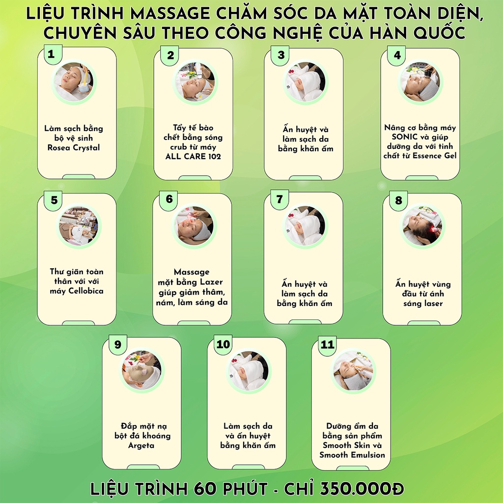 [TPHCM] [Voucher giấy] Phiếu chăm sóc da chuyên sâu công nghệ Hàn Quốc Rosea Crystal