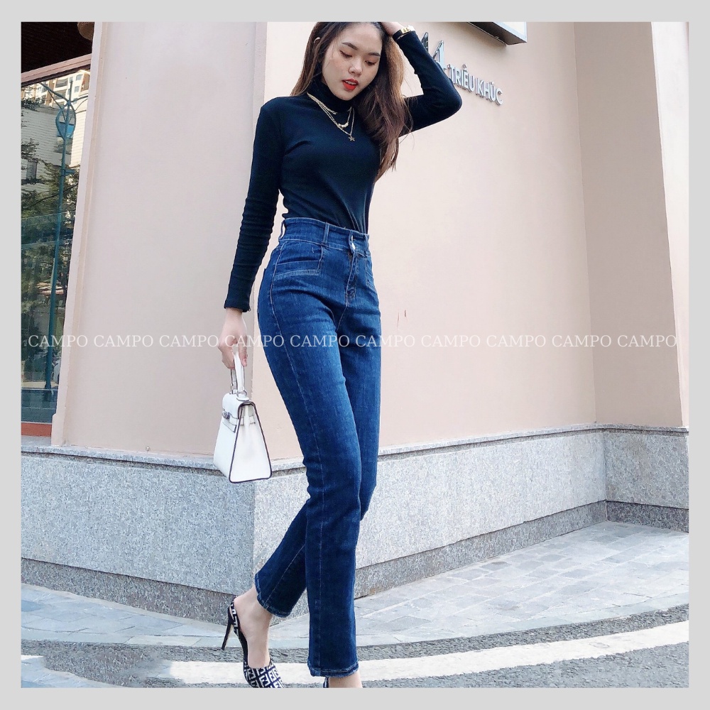 Quần jeans ống đứng CAMPO 2 cúc Quần co giãn 4 chiều siêu nâng mông buff dáng cực đẹp
