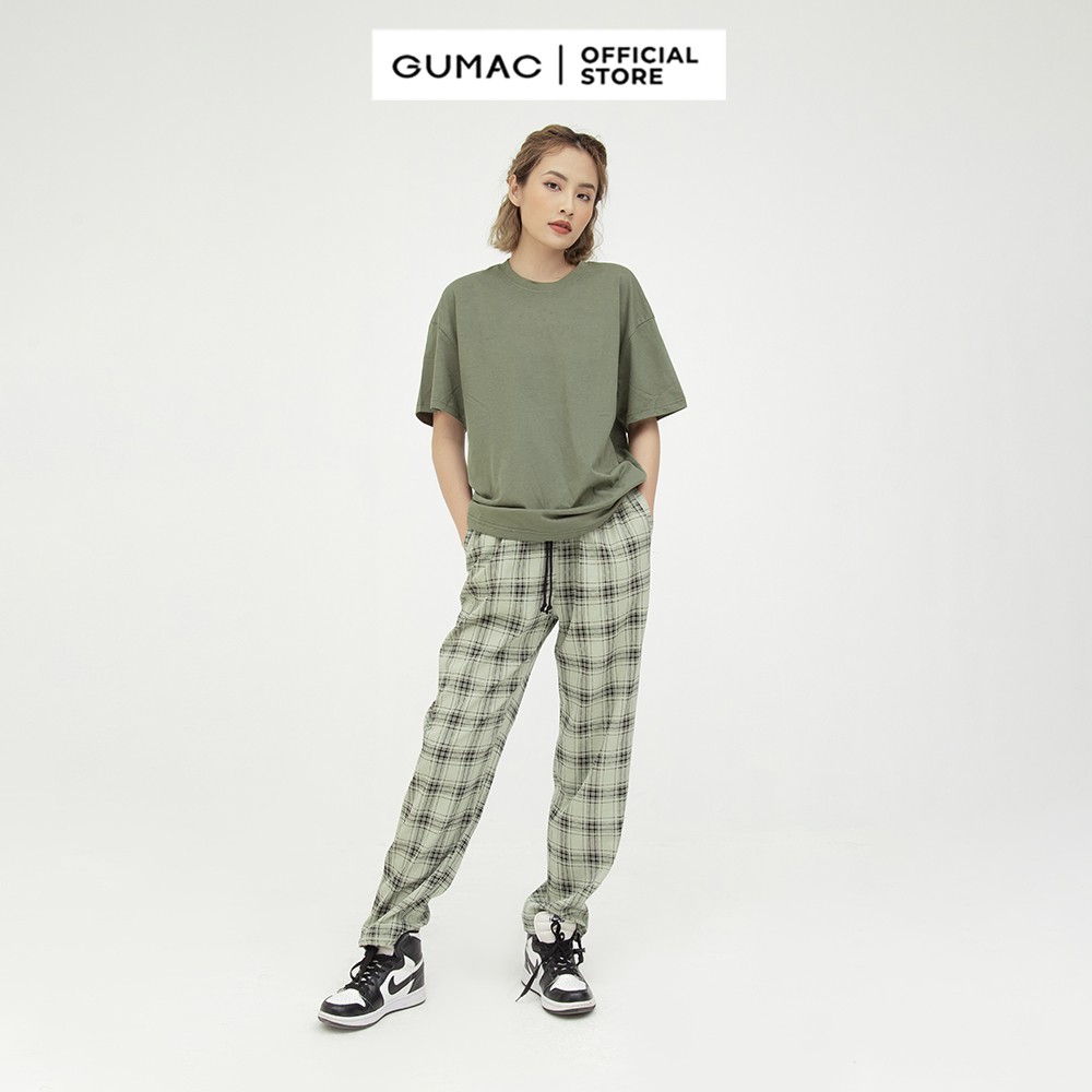 Quần ống rộng lưng thun GUMAC sọc caro nhiều màu QB587