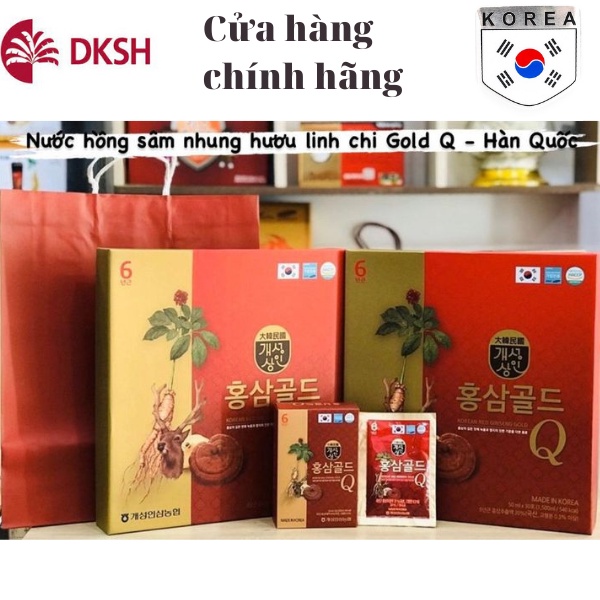 (Date 4/2025) Nước Hồng Sâm Linh Chi Nhung Hươu Q Gold Hàn Quốc Hộp 30 gói x 50 ml