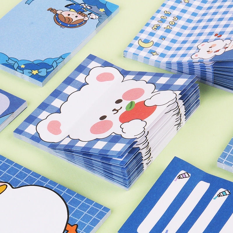 Set 50 tờ giấy ghi chú màu xanh dễ thương