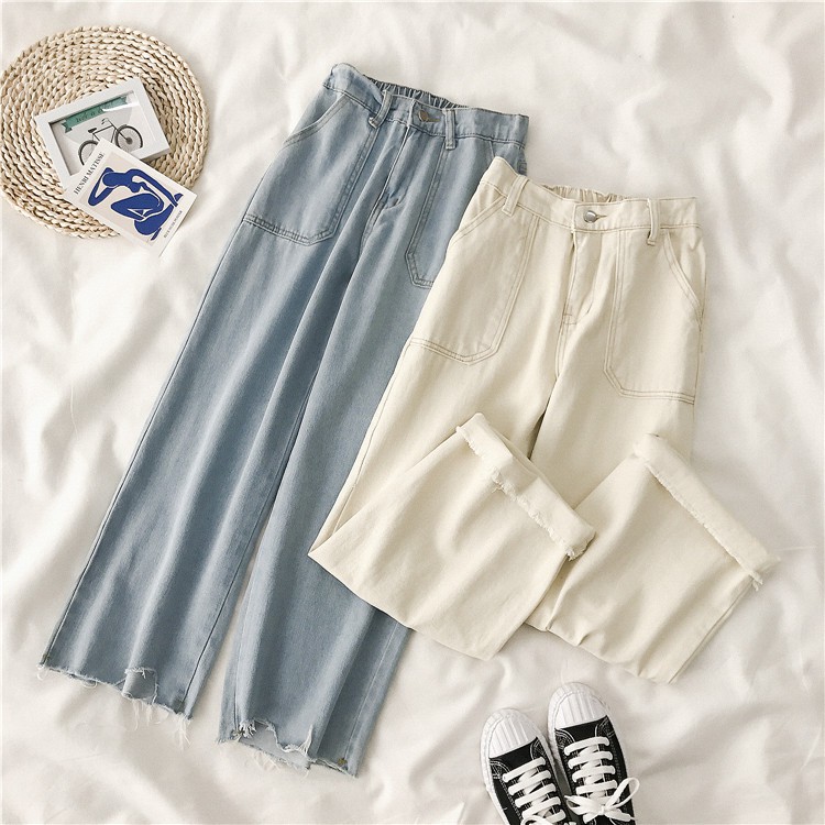 Quần Jeans mỏng ống suông phối lưng chun (9-15 ngày có hàng) | BigBuy360 - bigbuy360.vn