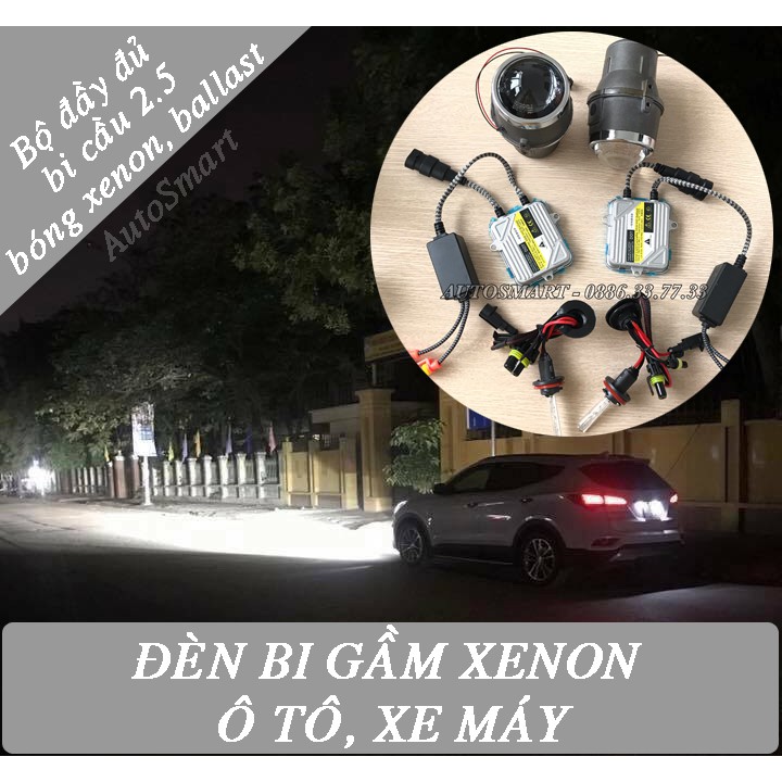 Bi gầm xenon chế độ pha cos Giá rẻ cho ô tô, xe máy (nguyên bộ đầy đủ bi, bóng và balast)