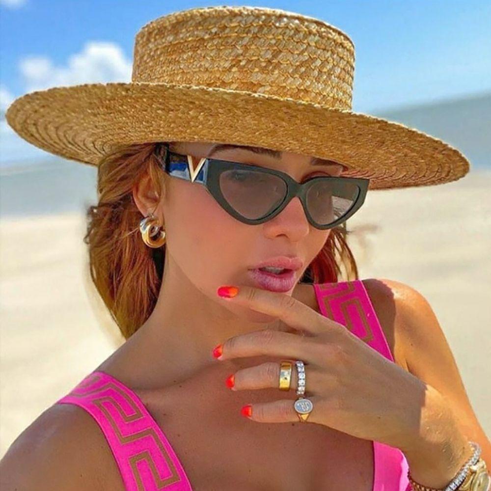 Kính Mát Gọng Mắt Mèo Chữ V Chống Tia UV Chống Bức Xạ Phong Cách Hàn Quốc Cổ Điển Cho Nam Và Nữ