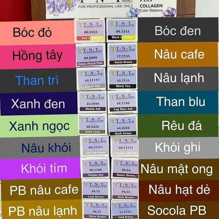 Màu nhuộm TNT Plus chính hãng tặng giáo trình, tặng bảng màu, không khô tóc