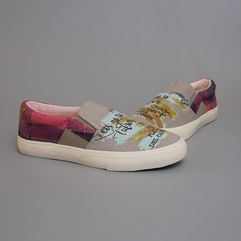 GIÀY LƯỜI URBAN THANH LÝ LỖ HỌA TIẾT- KAKI VIỀN TÍM