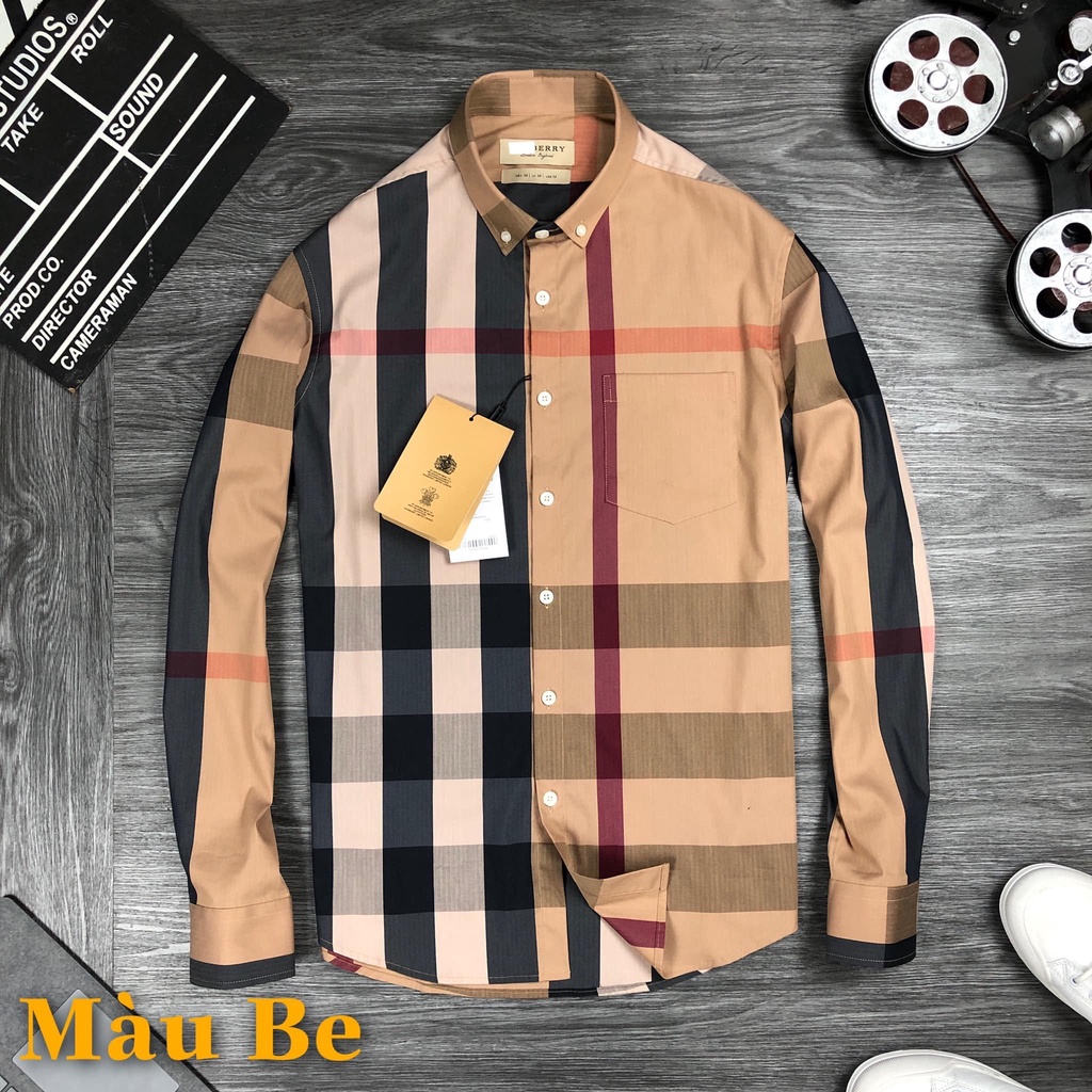 Áo sơ mi BATIR kẻ sọc BBR thời trang, áo sơ mi nam cao cấp phong cách nam tính 4 màu