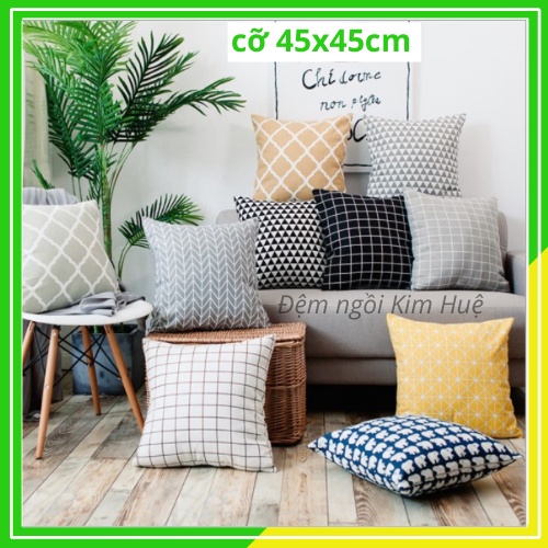 Gối tựa lưng - sofa vuông phong cách kẻ hiện đại size 45x45cm (có lẻ vỏ gối)