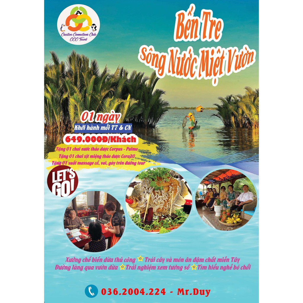 BẾN TRE ( VOUCHER) - TOUR BẾN TRE :" BẾN TRE SÔNG NƯỚC MIỆT VƯỜN"