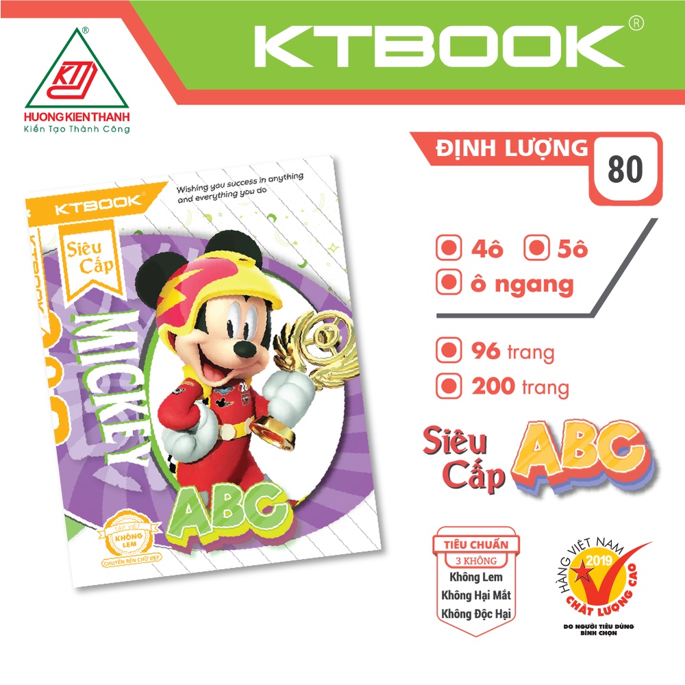 Gói 10 cuốn Tập Học Sinh KTBOOK Cao Cấp Siêu Cấp ABC giấy trắng viết không lem ĐL 80 gsm - 96 trang